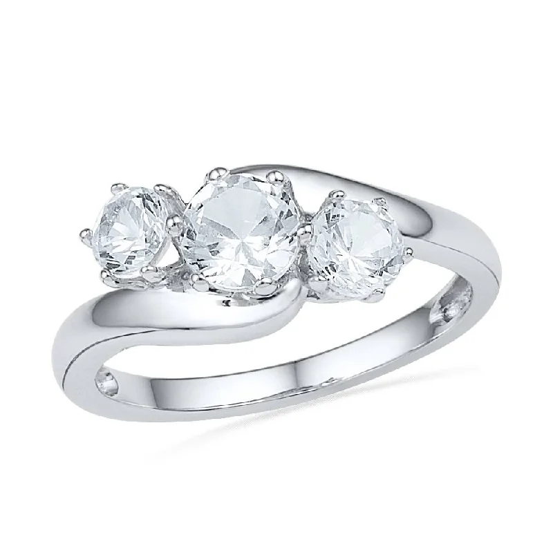 women's bridal diamond engagement rings-Gorgeous, Three Stone Diamond Engagement Ring With Swirled Band