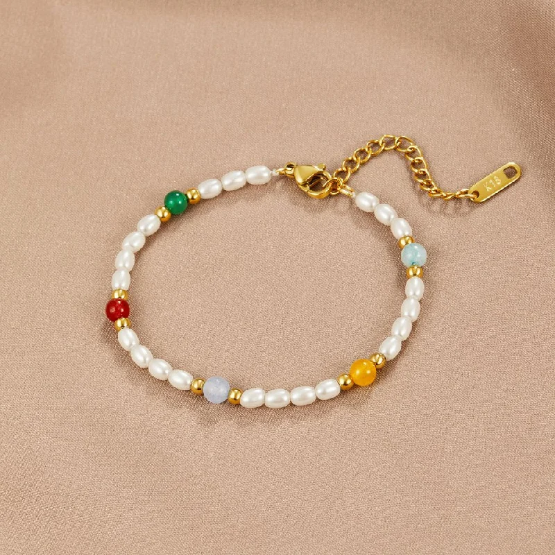 women's fashion bracelets-Orelia Pearl & Bead Bracelet