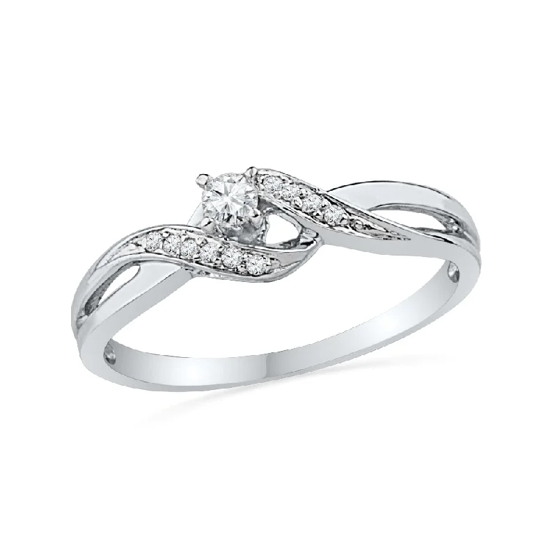 women's nature-inspired engagement rings-Diamond Engagement Ring, Silver or Gold