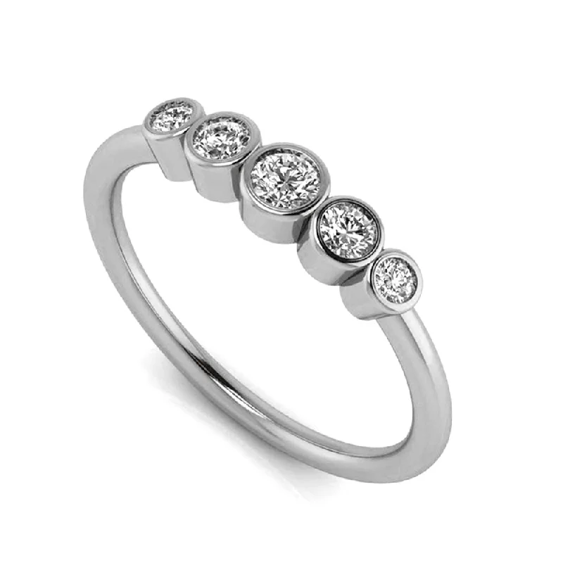 women's platinum diamond engagement rings-Five Stone Diamond Engagement Ring in White Gold