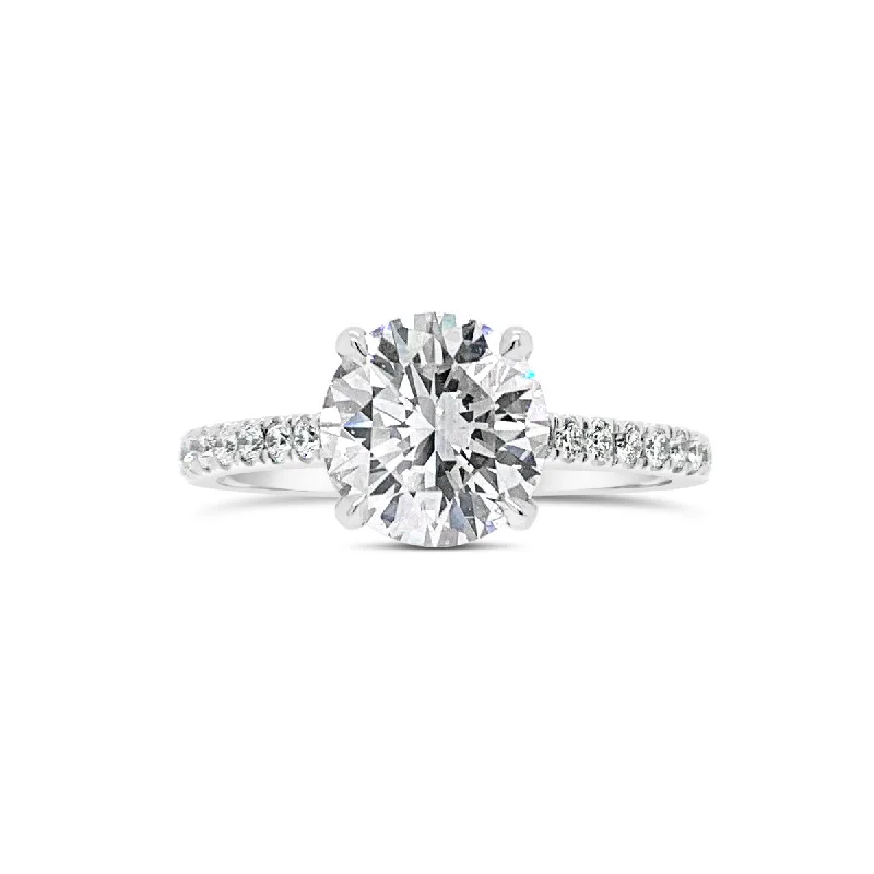 women's minimalist engagement rings-Classic Round Diamond Engagement Ring with Diamond Basket