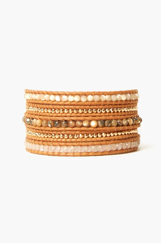 women's modern bangles-Santi Wrap Bracelet Natural Mix