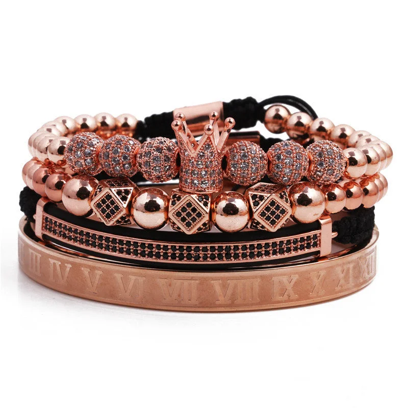 Crown Four-Piece Rose Gold 6 8mm Rhinestone Ball