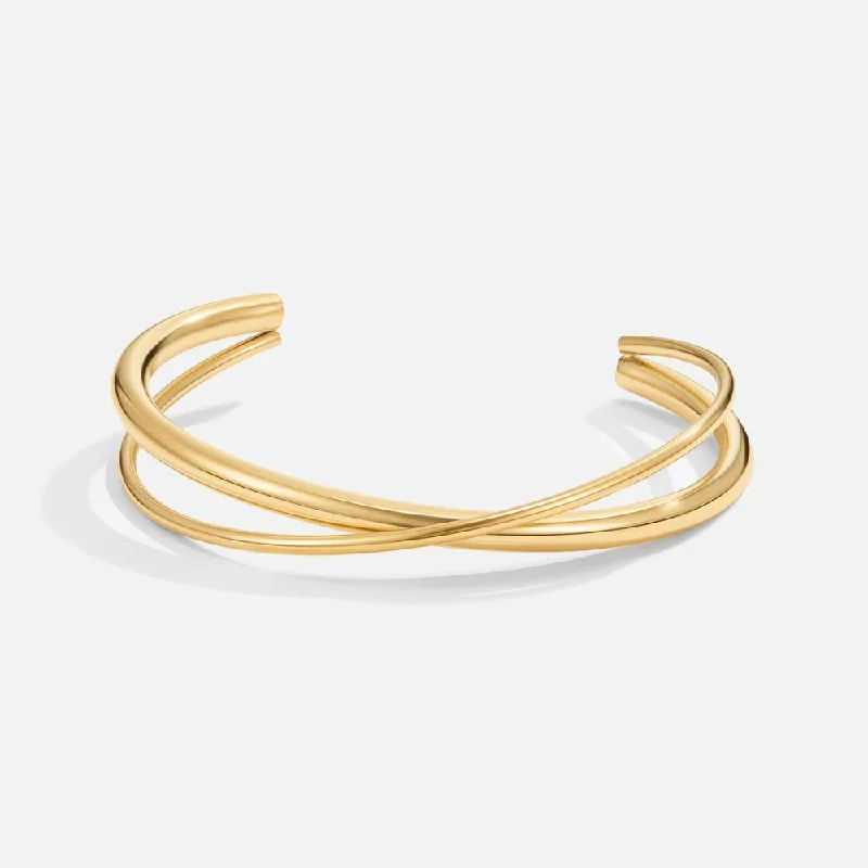 women's gemstone bangles-Eva Gold Twist Bracelet