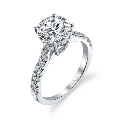 women's pear-shaped engagement rings-14K White Gold and Diamond Engagement Ring