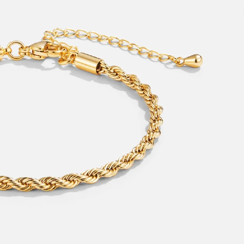 women's stackable bracelets-Twisted 18K Gold Bracelet