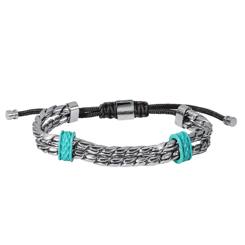 women's birthstone bracelets-Chromatic Wave Blue Men's Bracelet