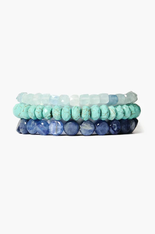 women's beaded bracelets-Thalassa Bracelet Set Turq Mix