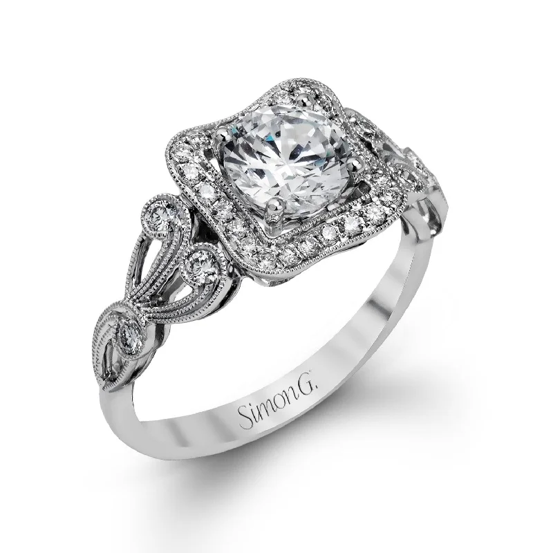 women's halo engagement rings-Simon G Antique Halo Engagement Ring