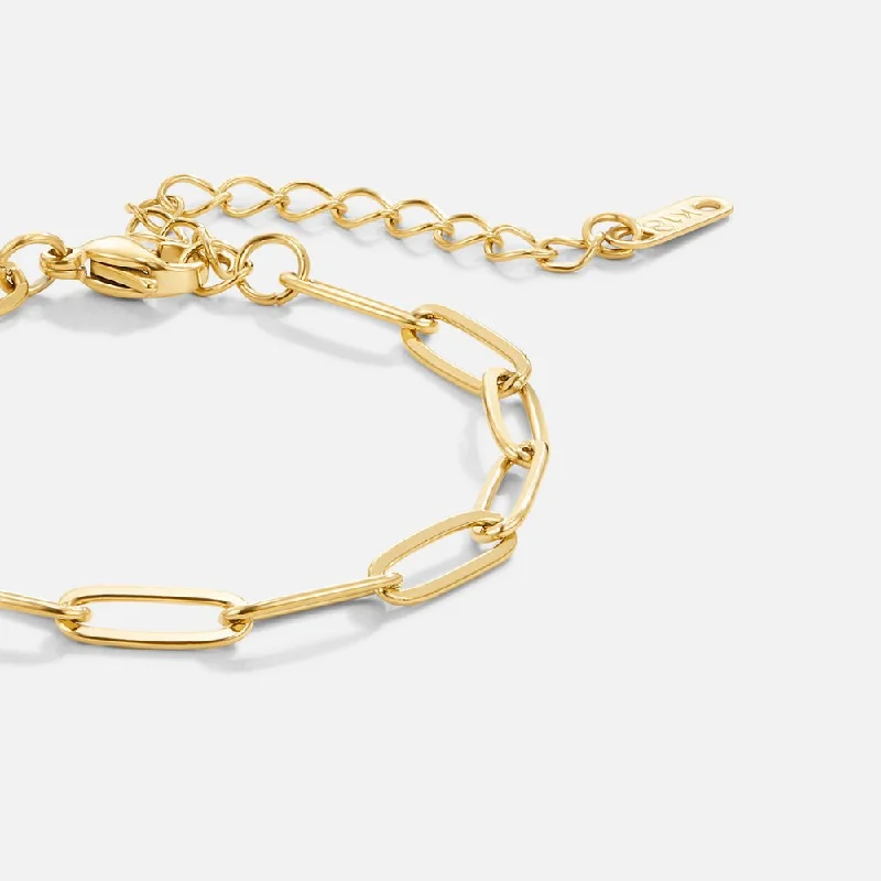 women's adjustable bracelets-Paperclip Gold Bracelet