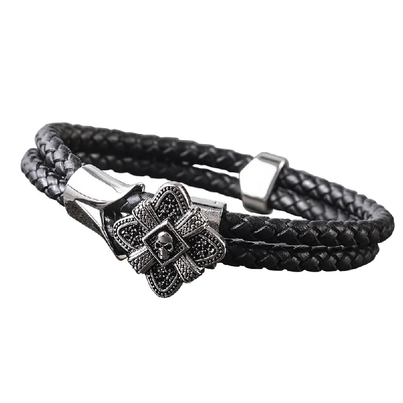 women's simple bangles-Men's Midnight Skull Steel Bracelet