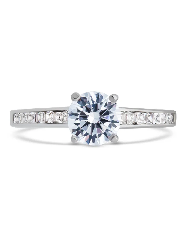 women's platinum solitaire engagement rings-Sterling Silver Radiant CZ Engagement Ring