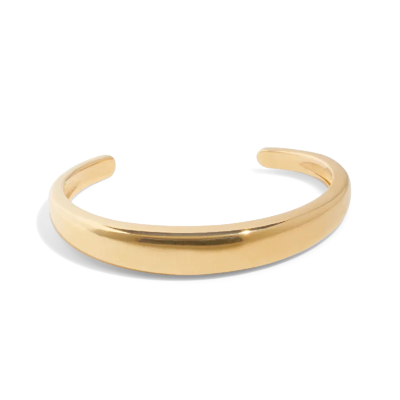 women's leather bracelets-THE HARPER CUFF BRACELET - 18k gold vermeil