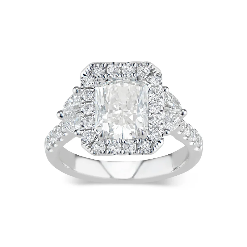 women's engagement rings with colored stones-Elongated Radiant-Cut Diamond Engagement Ring