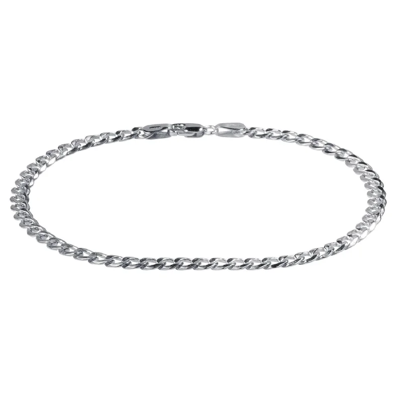 women's crystal bangles-Tesoro Vero Silver Curb Bracelet