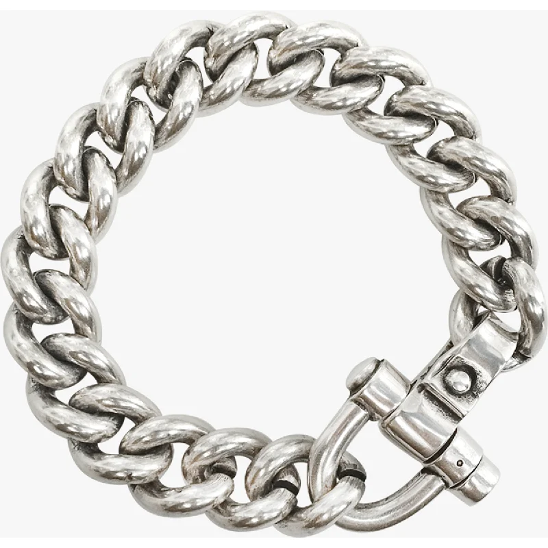 women's multi-layered bracelets-CXC Chunky Curb Link Bracelet-Silver