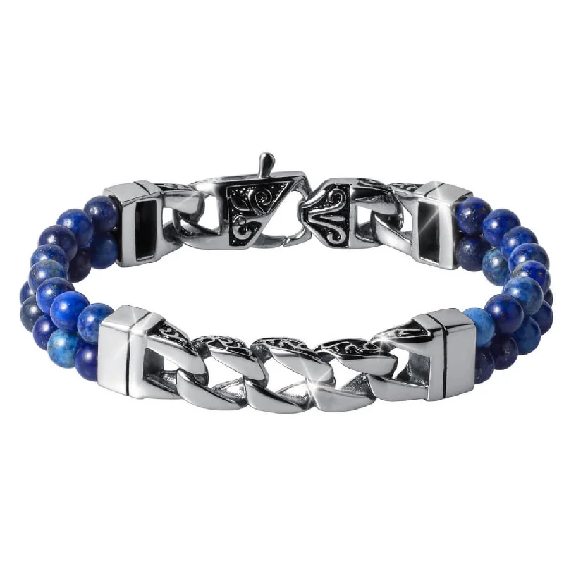 women's friendship bangles-Eclipse Lapis Steel Men's Bracelet