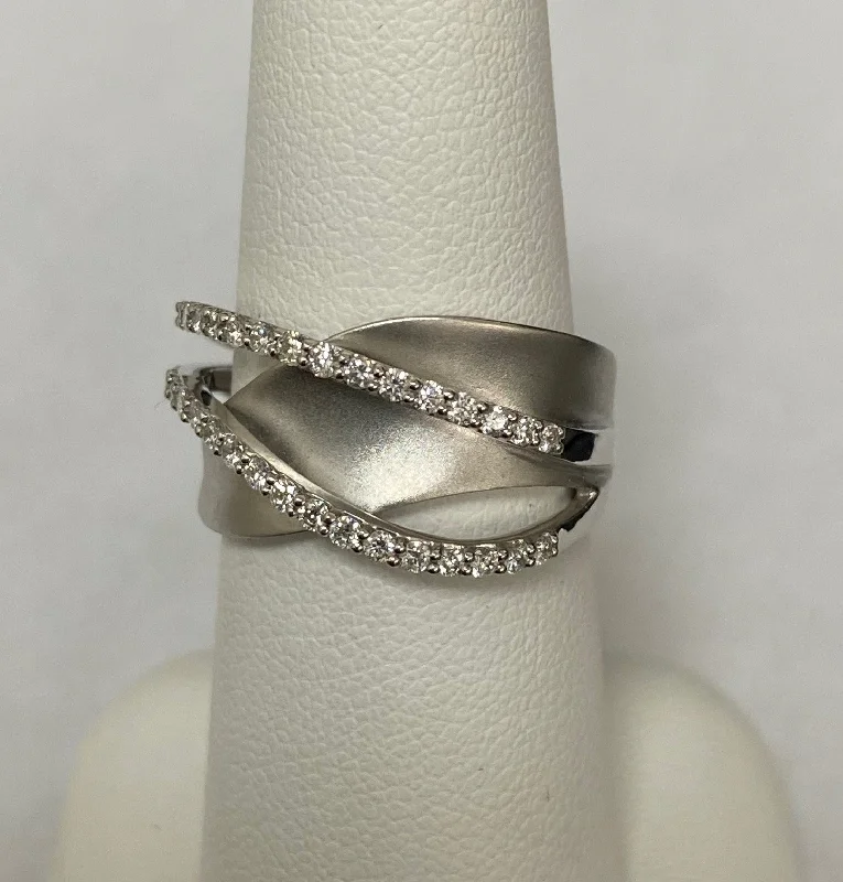 women's engraved engagement rings-14kt White Gold Diamond Ring With Satin Finish