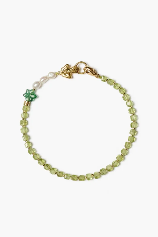 women's simple silver bangles-Lottie Bracelet Peridot Mix