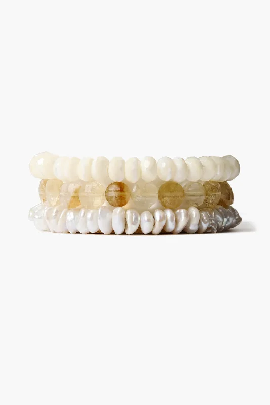 women's cuff bracelets-Thalassa Bracelet Set Pearl Mix