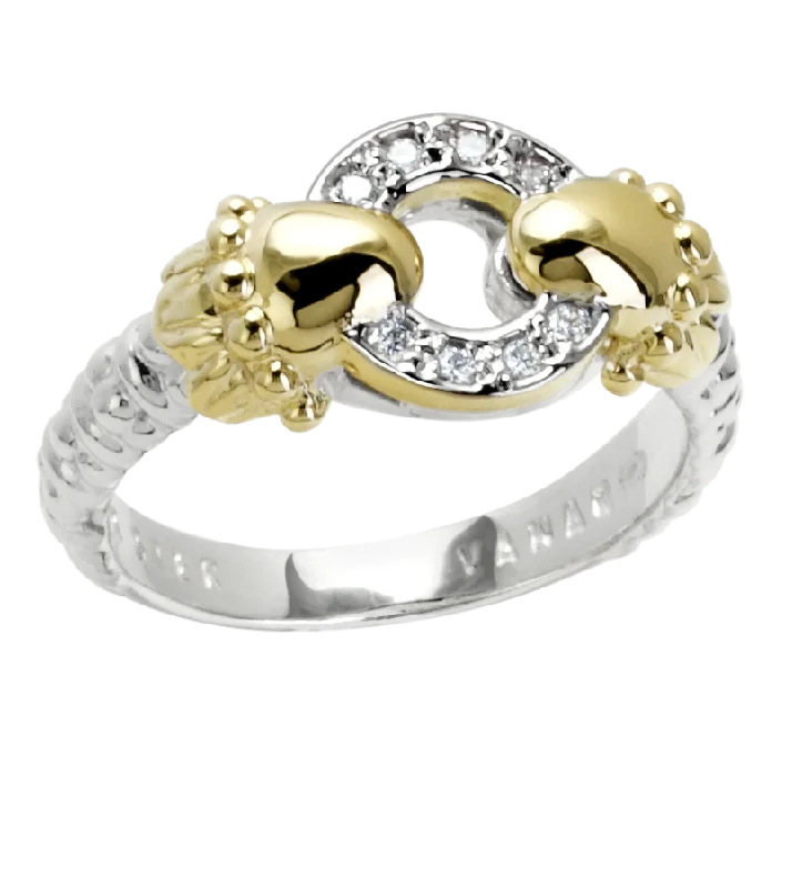 women's round diamond engagement rings-Vahan - 14K Yellow Gold & Sterling Silver Diamond Ring