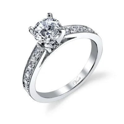 women's budget-friendly engagement rings-14K White Gold and Diamond Engagement Ring