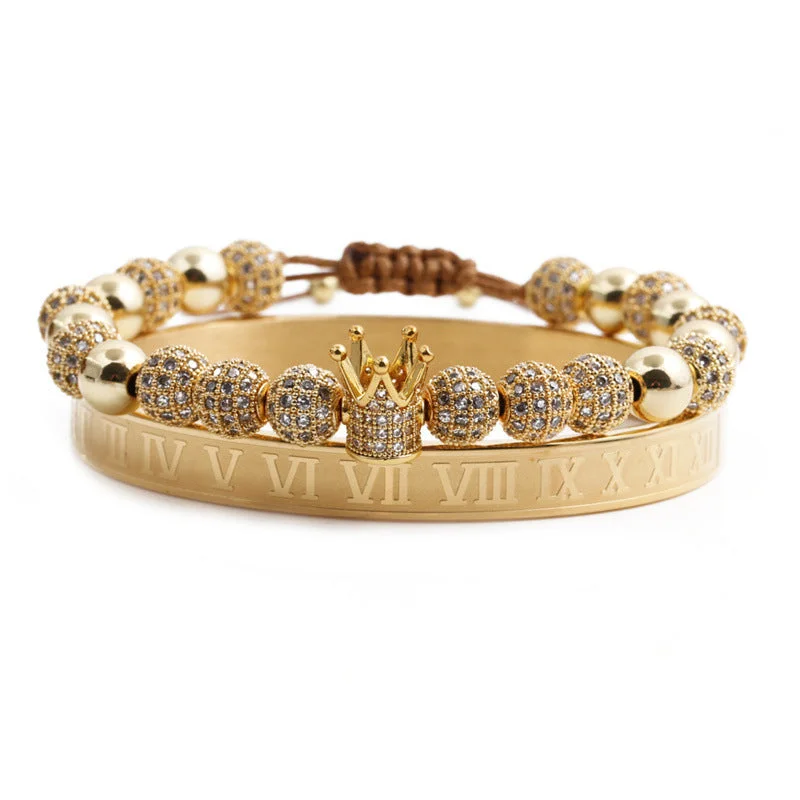 Gold Rhinestone Ball + Roman Bracelet