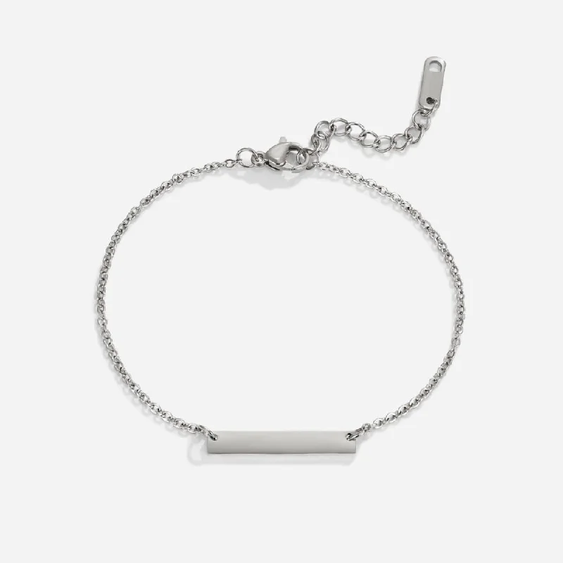 women's sterling silver bracelets-Rina Silver Bar Bracelet