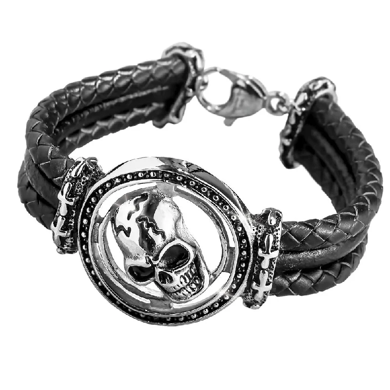 women's chunky bracelets-Skull Arena Steel Bracelet