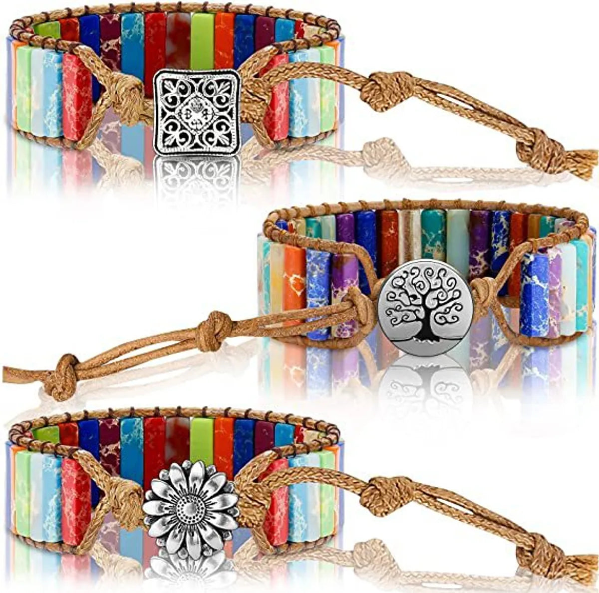 women's infinity bracelets-Casual Ethnic Style Geometric Emperor Stone Rope Knitting Drawstring Bracelets