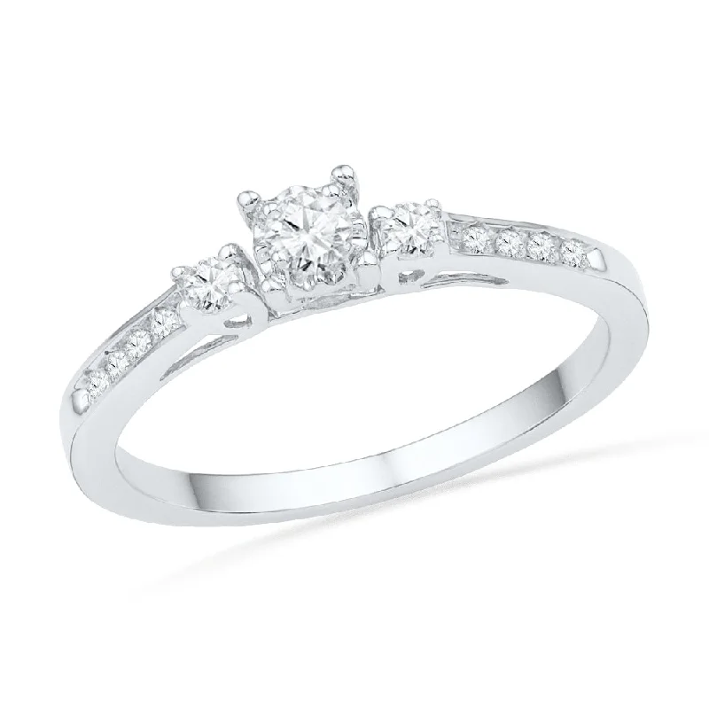 women's designer engagement rings-Traditional, Three Stone Round-Cut Diamond Ring