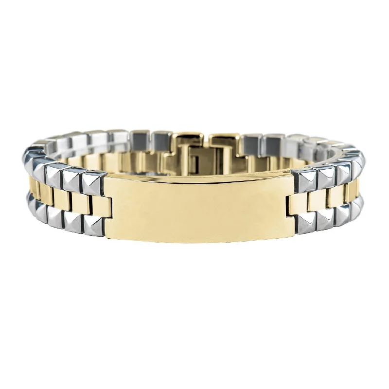 women's vibrant bangles-Winslow Two-Tone ID Bracelet