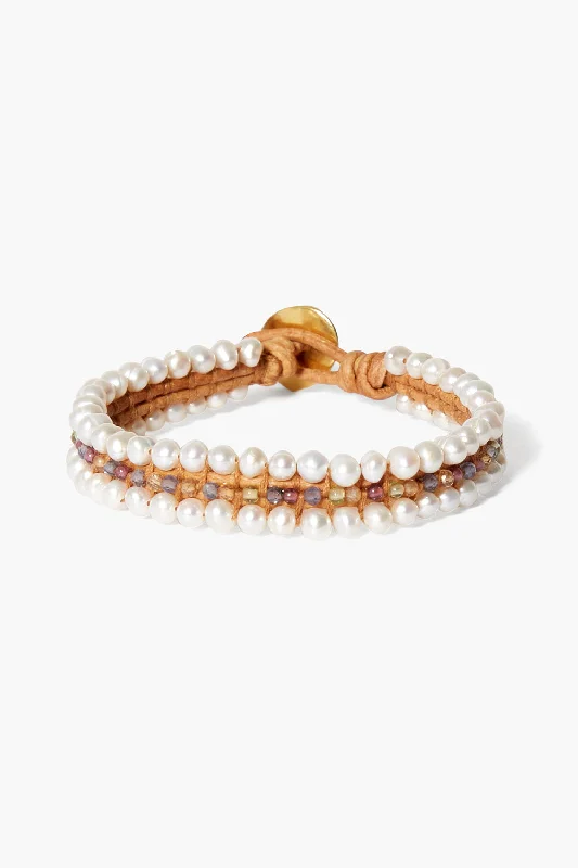 women's romantic bracelets-Koa Wrap Bracelet Pearl Mix