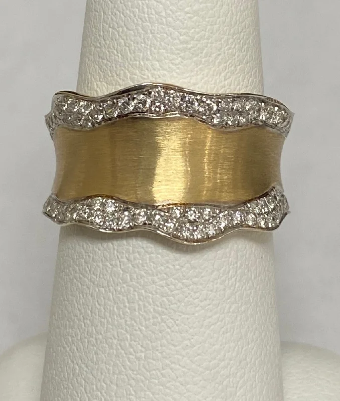 women's split shank engagement rings-14kt Yellow and White Gold Diamond Ring With Satin Finish