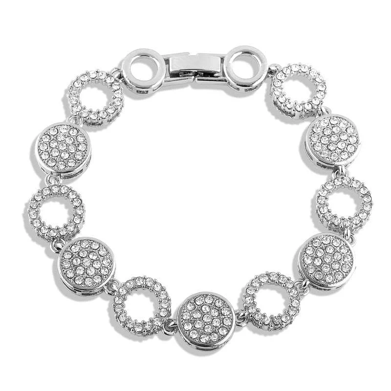 women's stacking bracelets set-Links Rhodium Bracelet