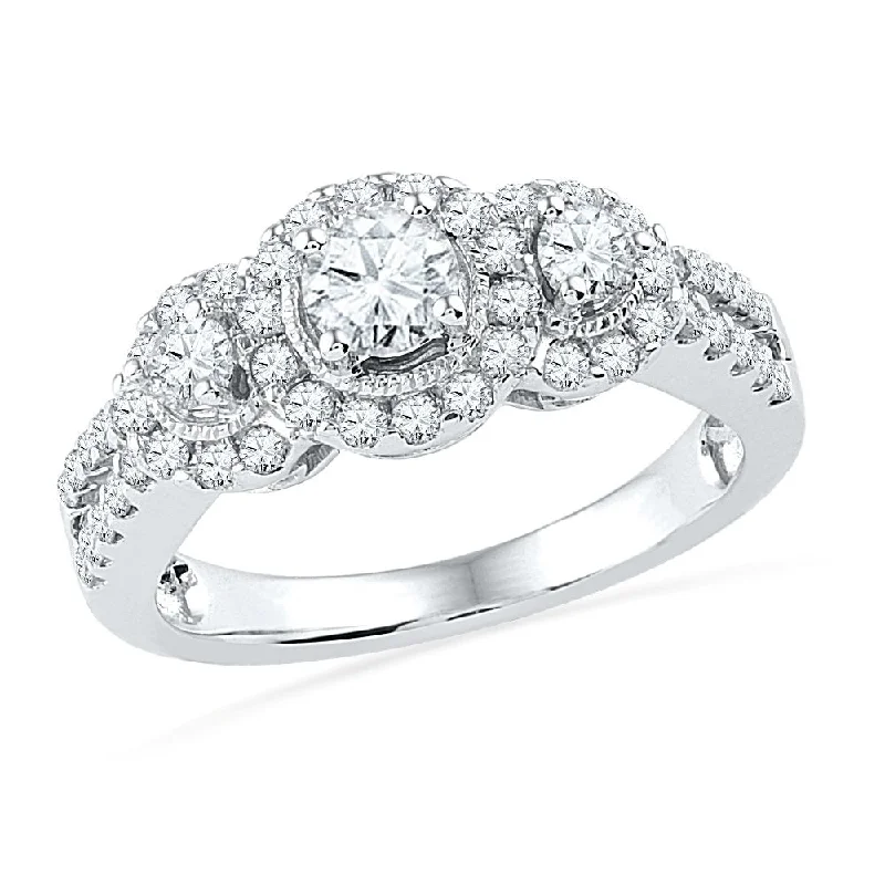 women's radiant cut engagement rings-Vintage Style Three Stone Engagement Ring